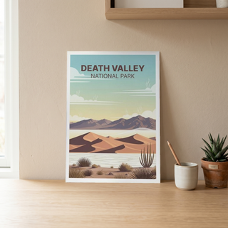 Death Valley National Park Poster — Vintage Sand Dunes Desert Mountain Print
