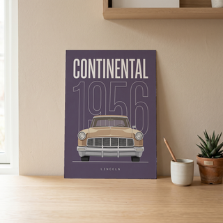 Lincoln Continental 1956 Minimalist Poster — Purple Classic Car Line Art
