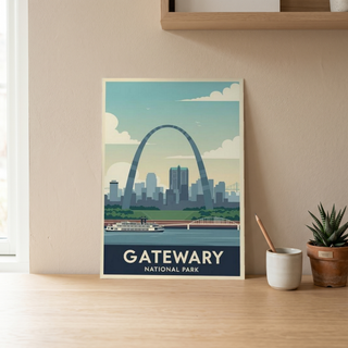 Gateway Arch National Park Poster — Vintage St. Louis Mississippi River Print
