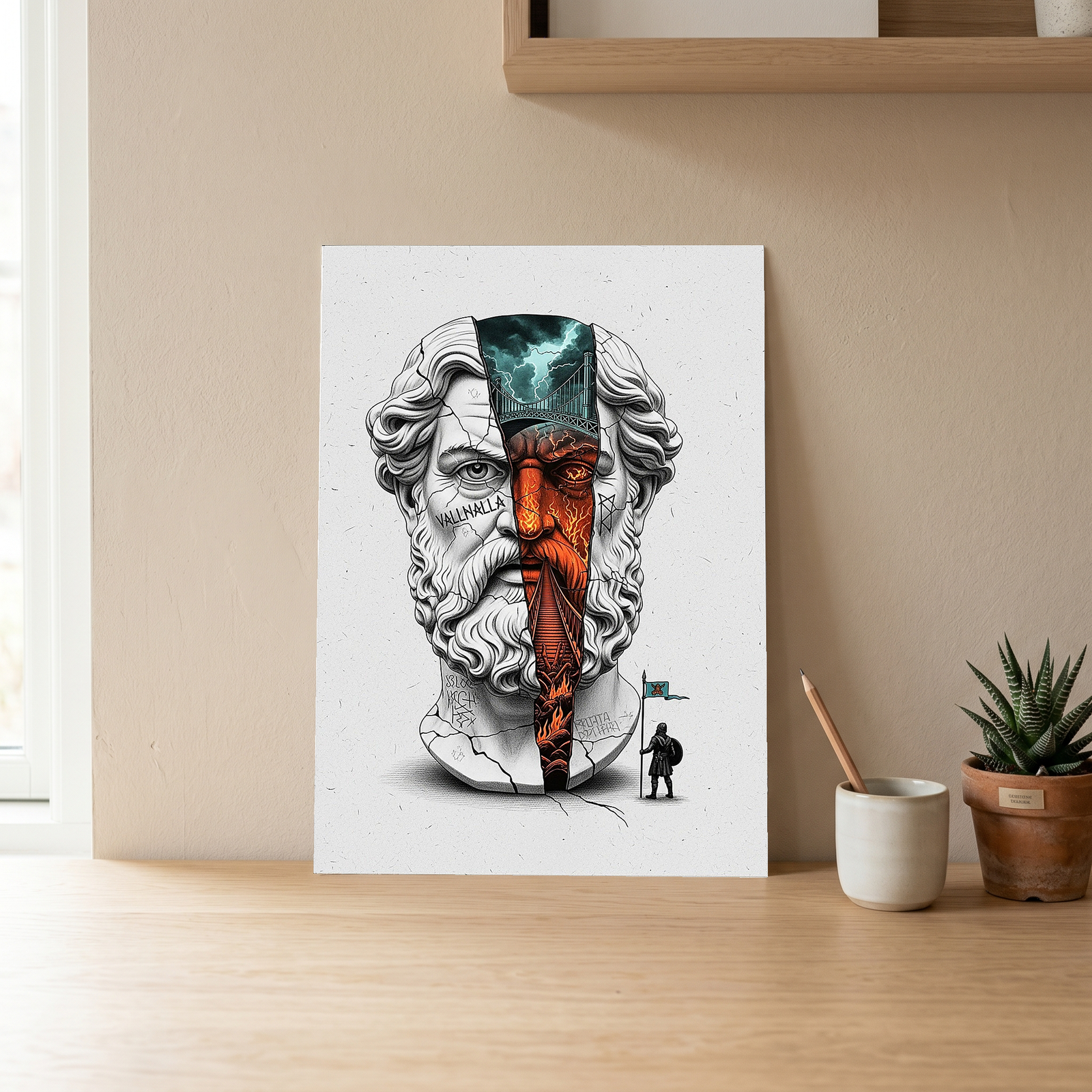 Valhalla Odin — Surreal Norse Mythology Wall Art Print