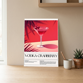 Vodka Cranberry Wall Art Print — Classic Pink Cocktail Poster