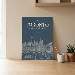 Toronto Line Art Print — Steel Navy CN Tower Skyline Harbourfront Wall Art