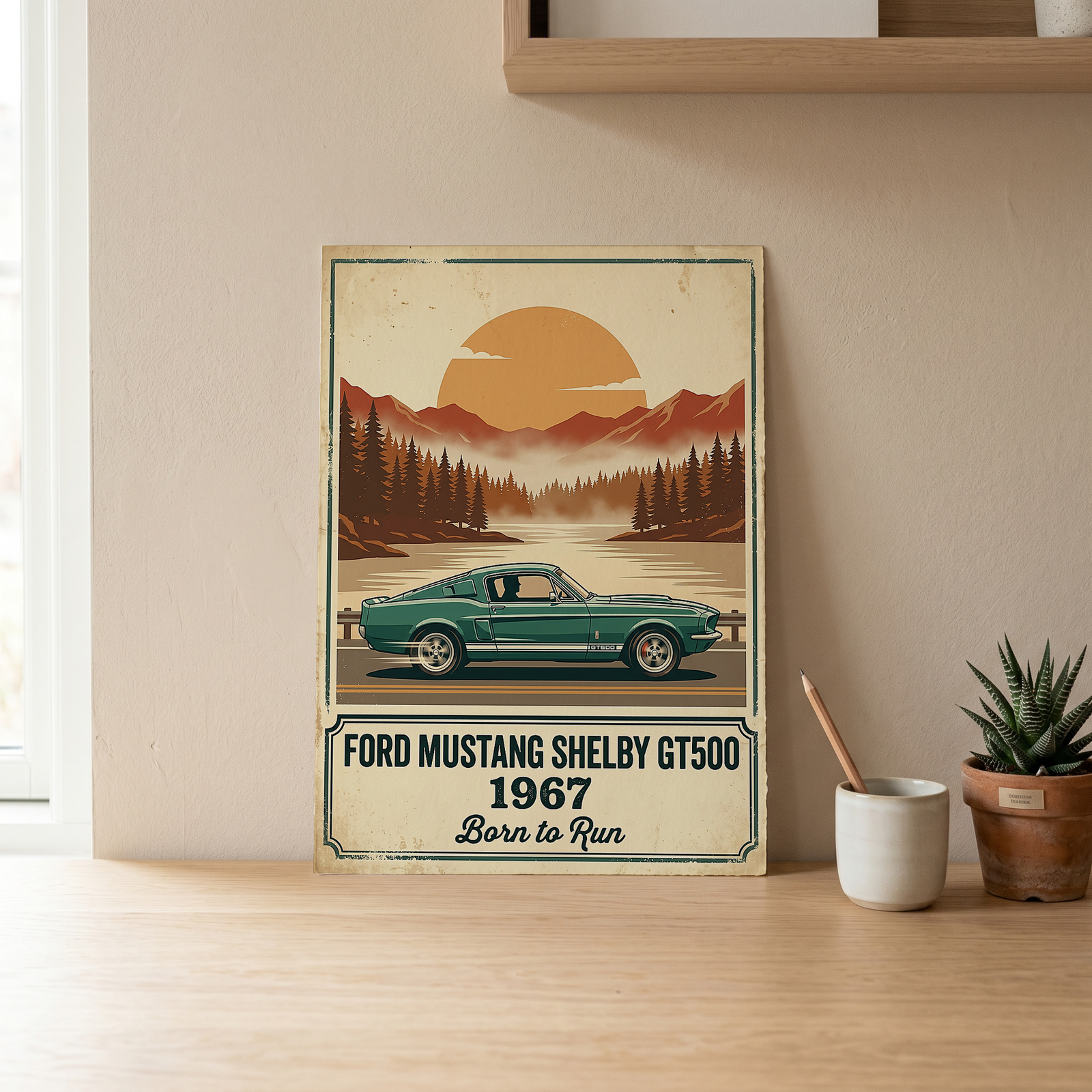Ford Mustang Shelby GT500 1967 Forest Green Edition — Vintage Muscle Lake Print