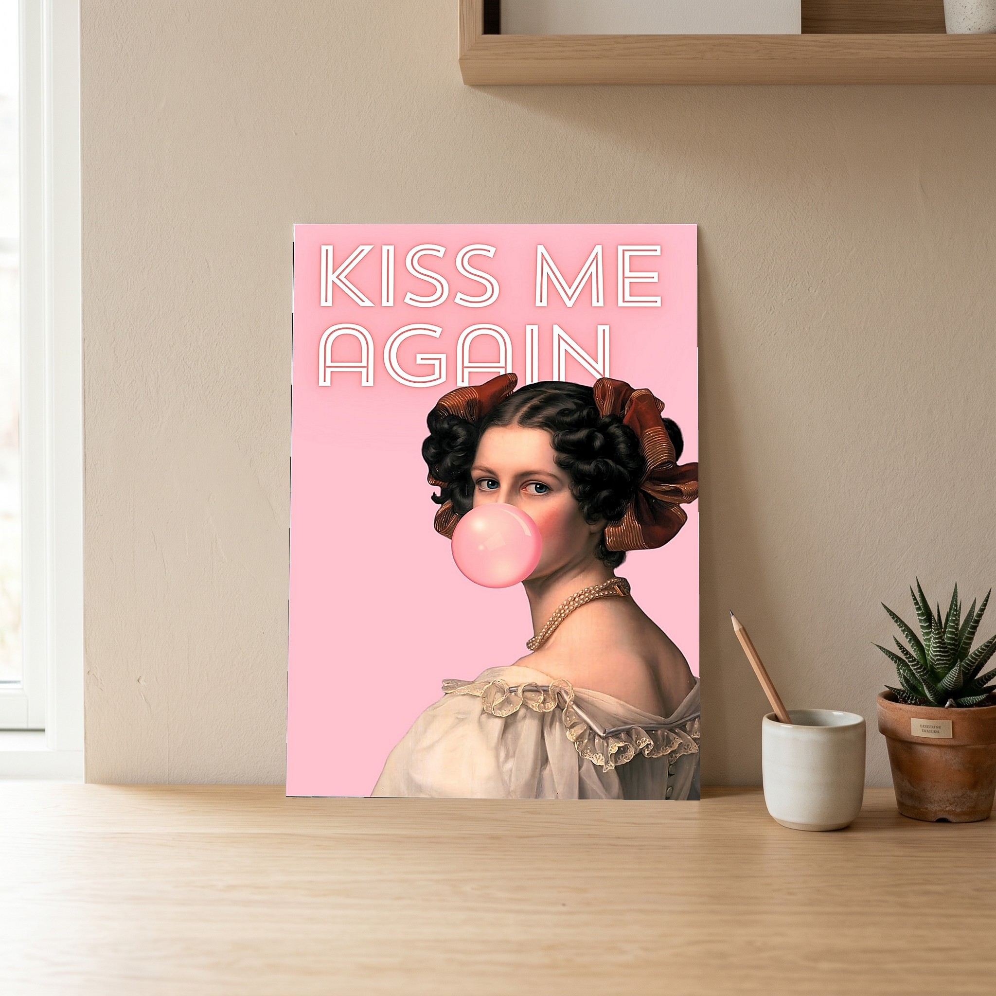 Kiss Me Again Wall Art Print — Romantic Love Quote Poster