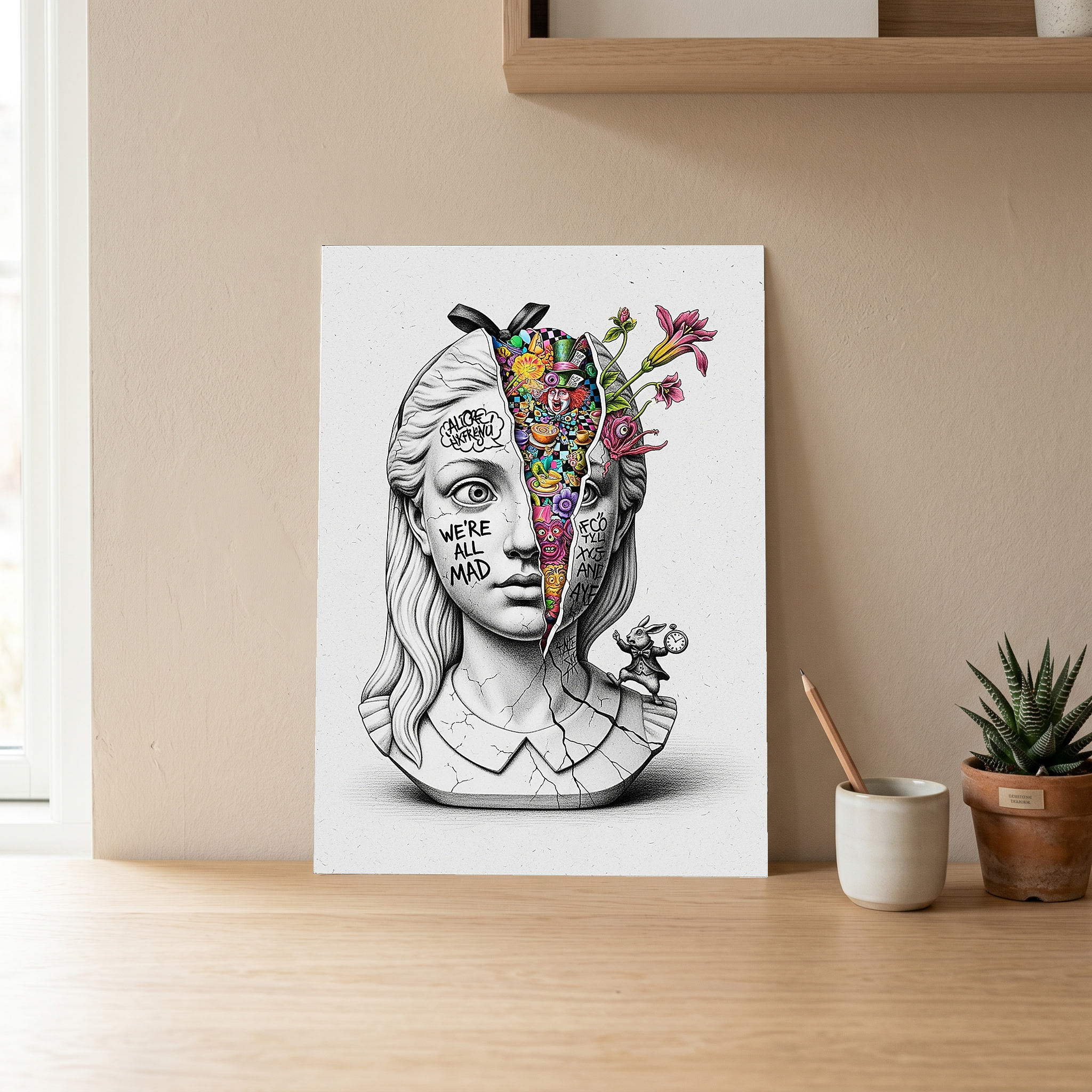 We're All Mad Here Alice — Surreal Wonderland Wall Art Print