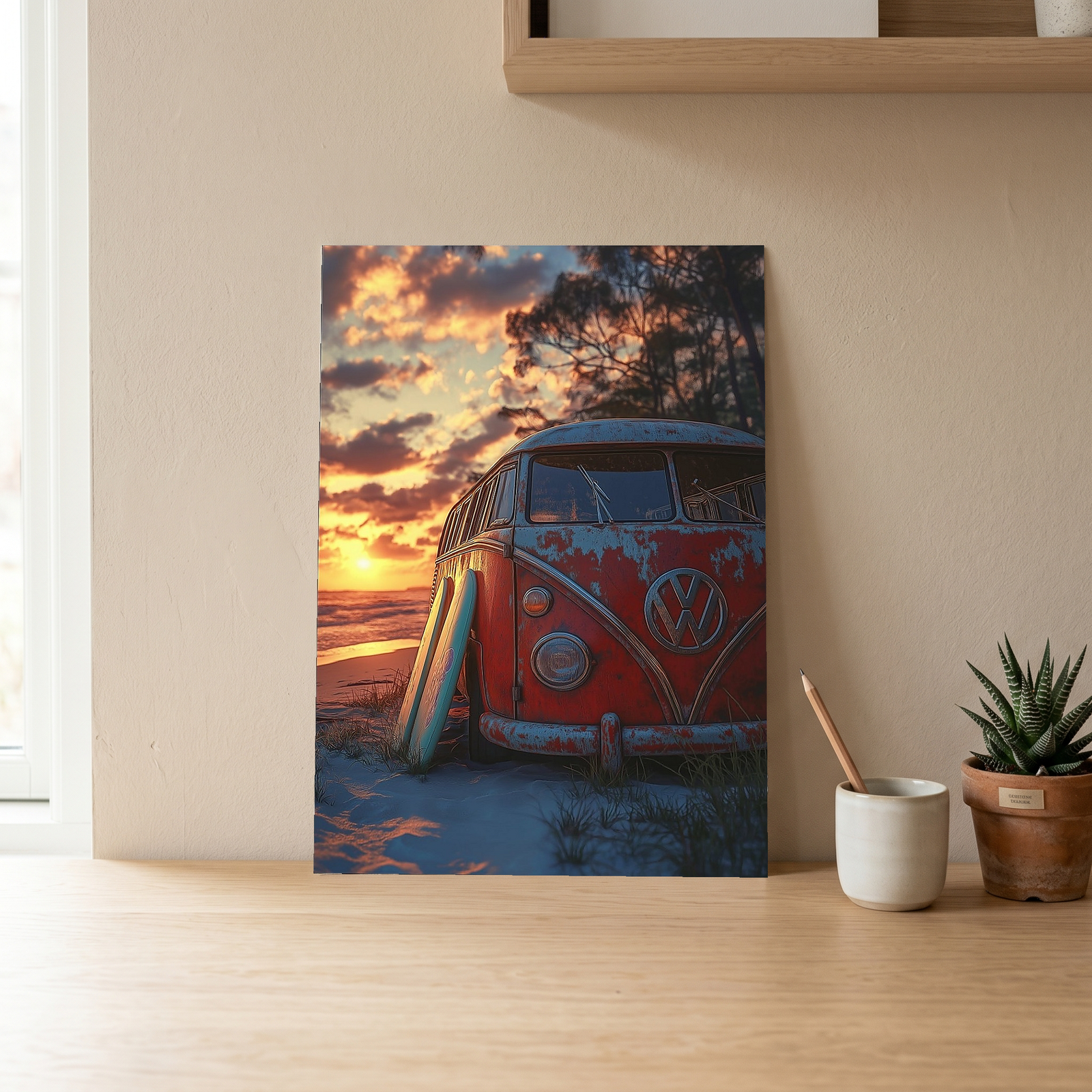 Van in Time Wall Art Print — Vintage Camper Van Travel Poster