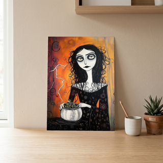 Gothic Gardener Wall Art Print — Dark Botanical Portrait Poster