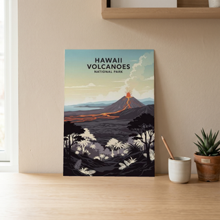 Hawaii Volcanoes National Park Poster — Vintage Kilauea Lava Tropical Print
