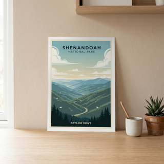 Shenandoah National Park Poster — Vintage Virginia Skyline Drive Deer Print
