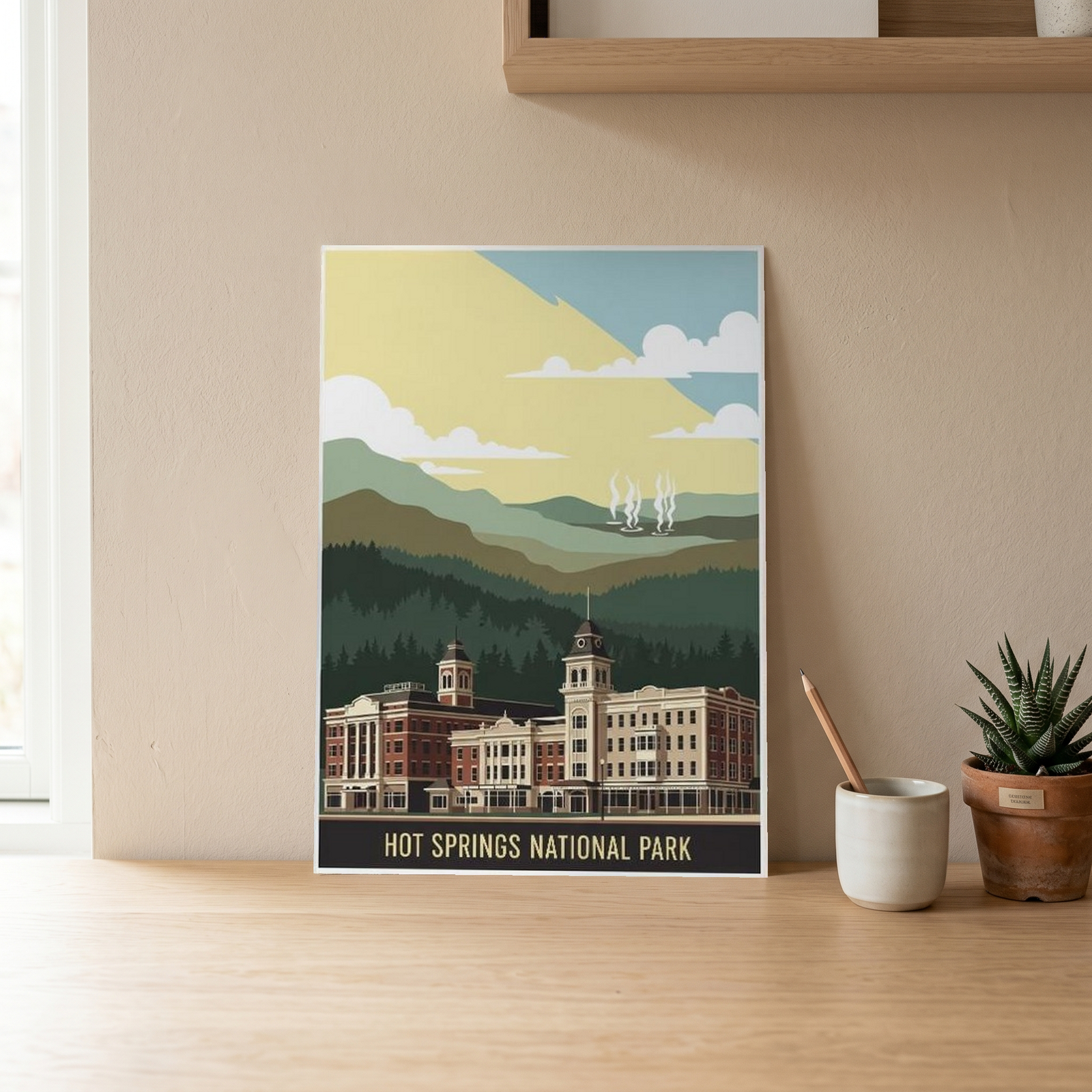 Hot Springs National Park Poster — Vintage Arkansas Bathhouse Row Print
