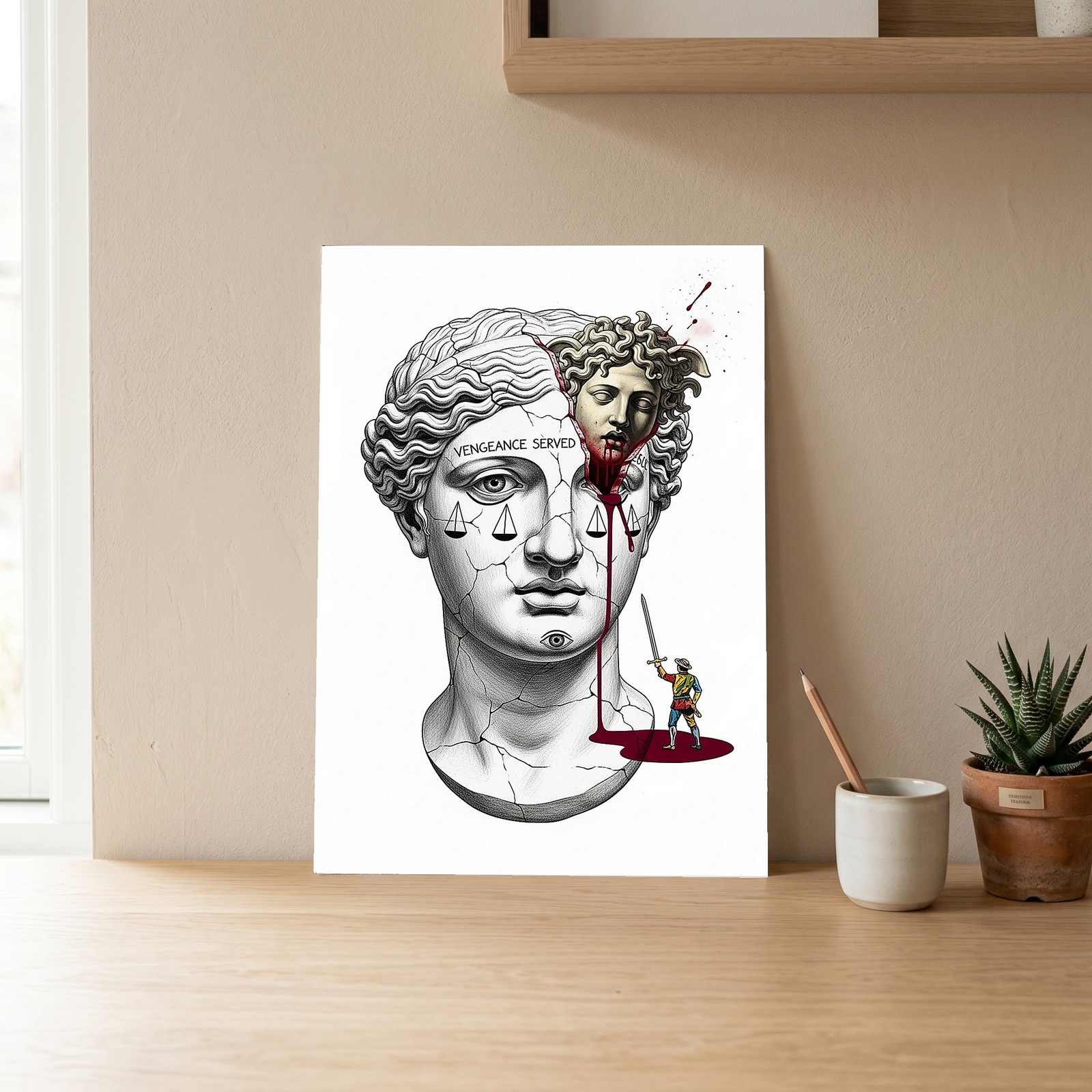 Vengeance Served Medusa — Surreal Greek Mythology Wall Art Print
