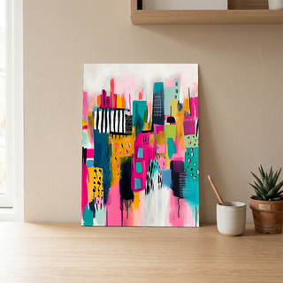 Neon Cityscape Wall Art Print — Urban Skyline Poster