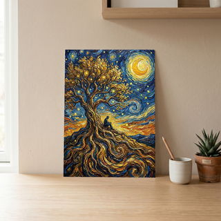 Man in Tree of Life Print — Van Gogh-Style Spiritual Reflection Wall Art