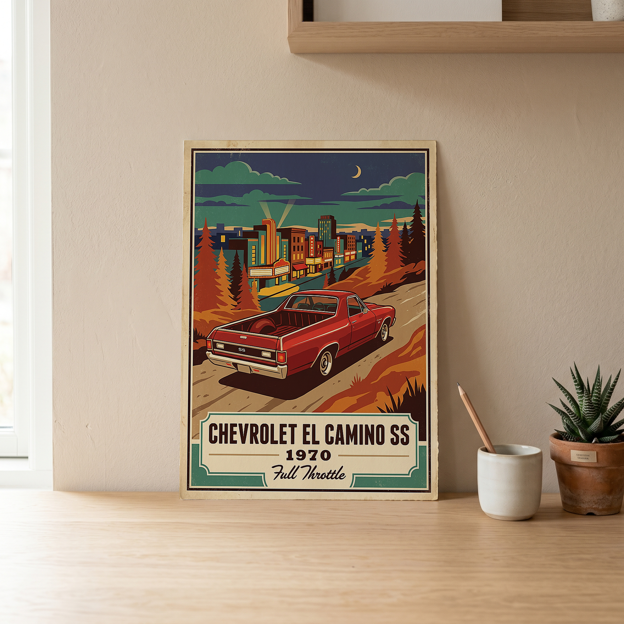 Chevrolet El Camino SS 1970 Poster — Vintage Muscle Truck Cinema Marquee Print