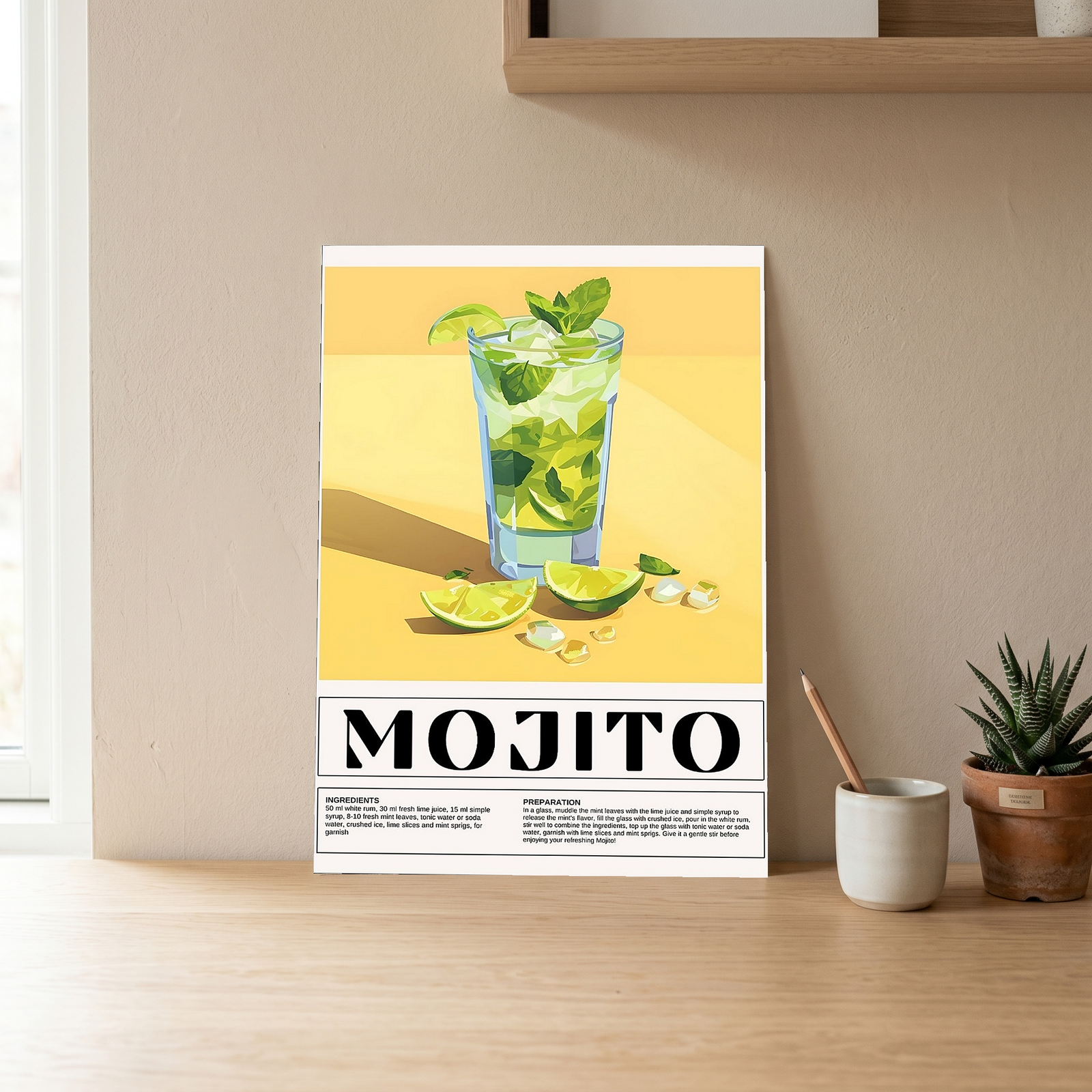 The Mojito Wall Art Print — Classic Cuban Rum Cocktail Poster