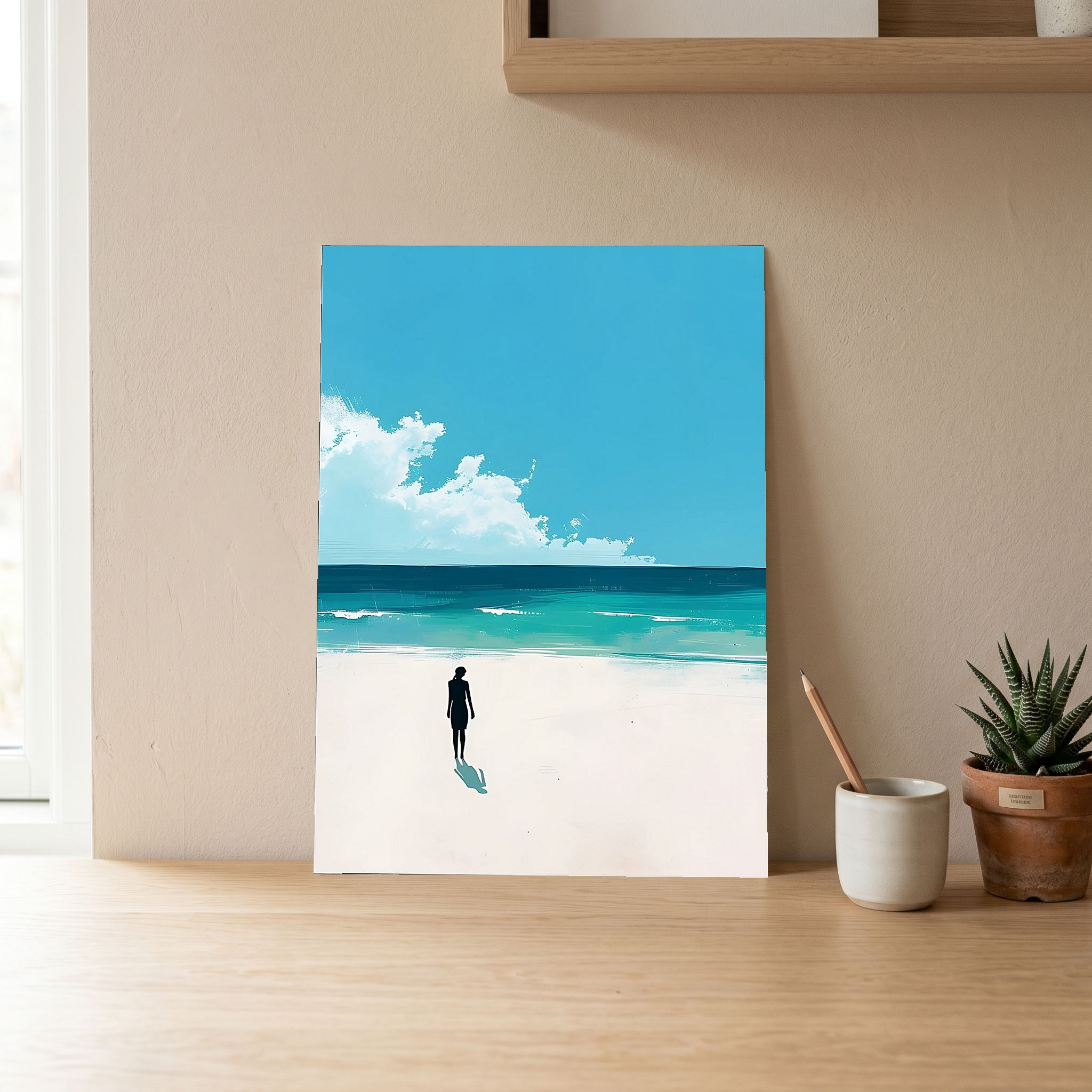 Waves Alone Wall Art Print — Peaceful Ocean Solitude Poster