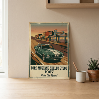 Ford Mustang Shelby GT500 1967 V3 Poster — Route 66 Vintage Diner Print