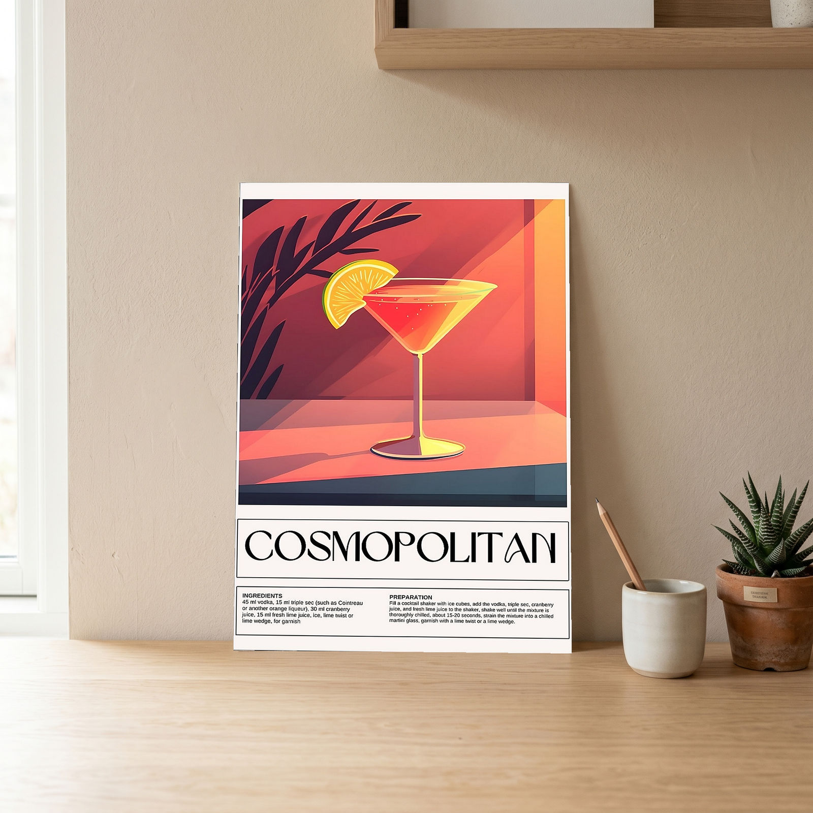 Cosmopolitan Wall Art Print — Pink Cocktail Poster