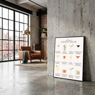 Classic Cocktails Wall Art Print — Vintage Bar Menu Poster