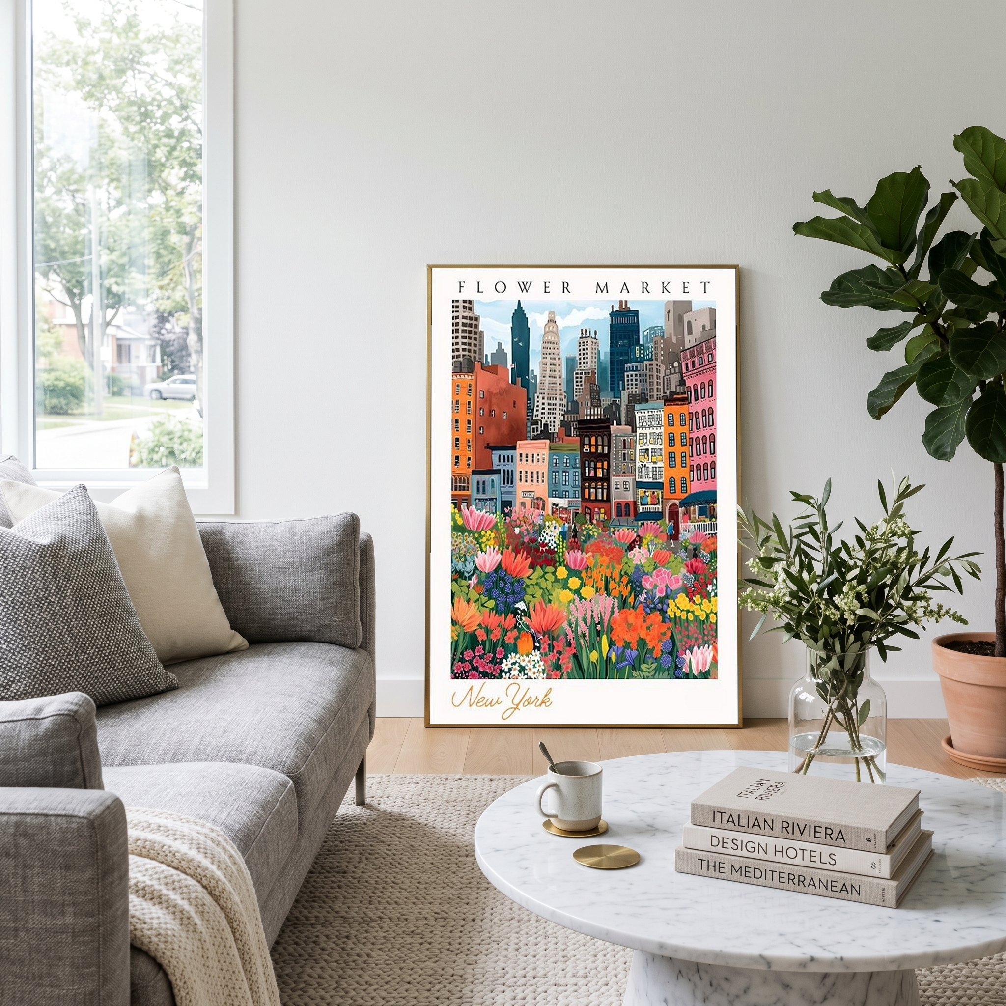 New York Flower Market — Vibrant Cityscape Botanical Wall Art Print