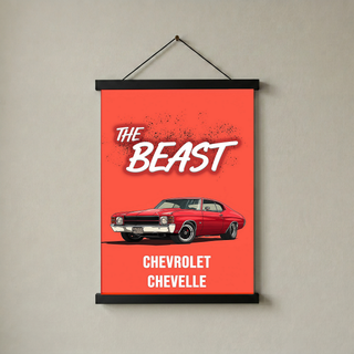 The Beast Chevy Chevelle Poster — Red Muscle Car Wall Art Print