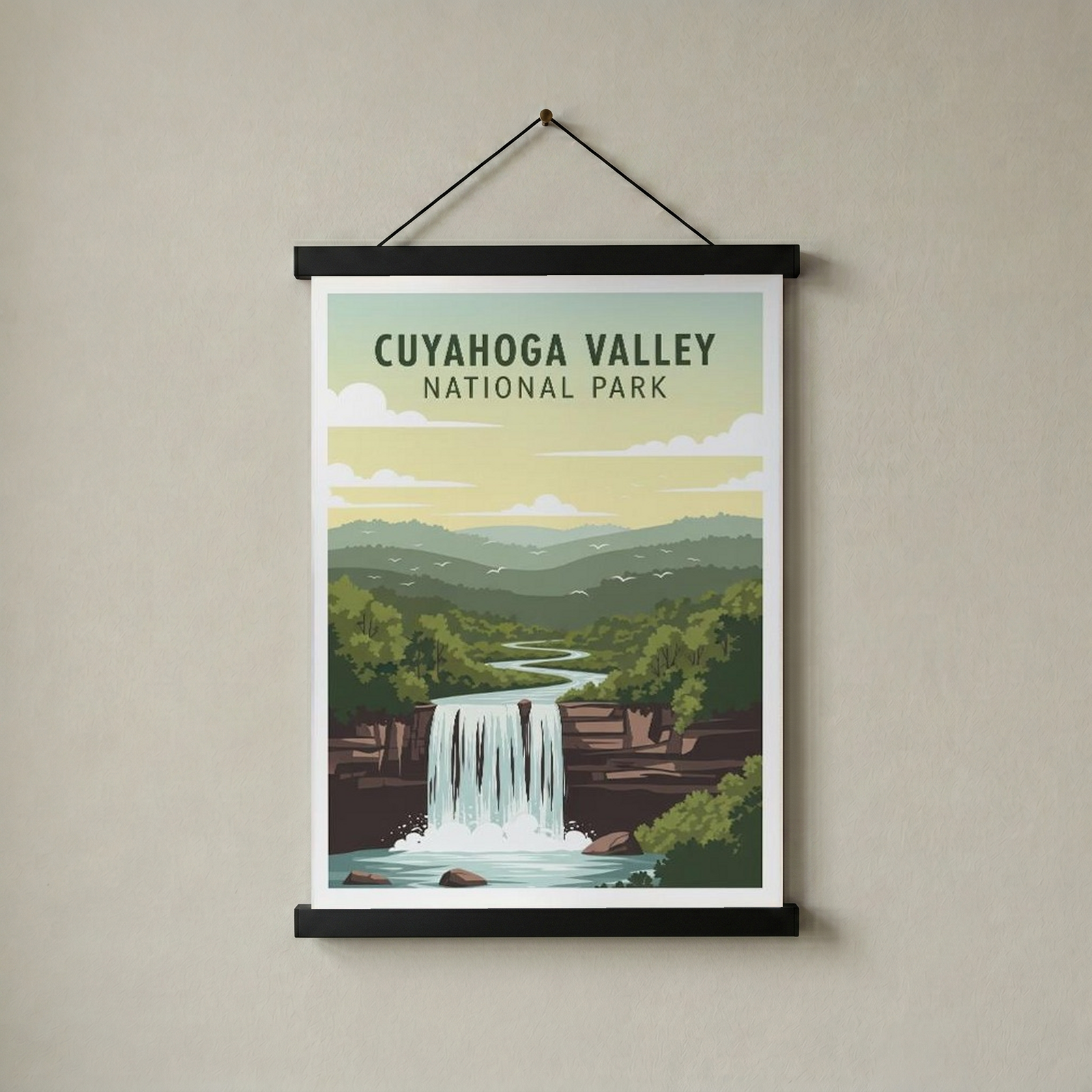Cuyahoga Valley National Park Poster — Vintage Ohio Brandywine Falls Print