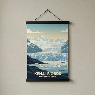 Kenai Fjords National Park Poster — Vintage Alaska Glacier Whale Kayak Print