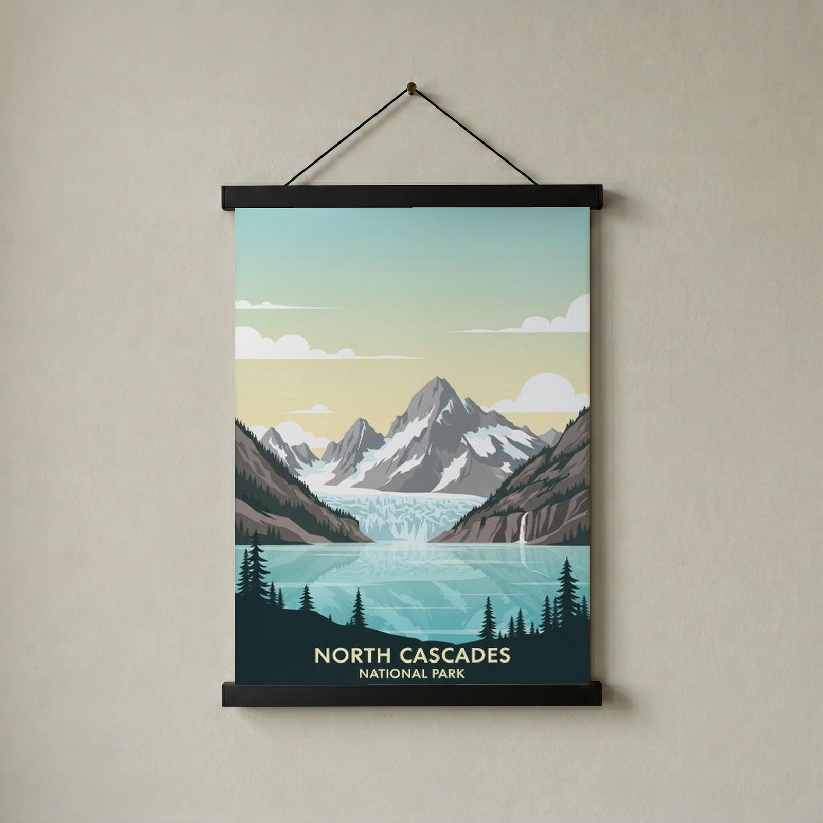 North Cascades National Park Poster — Vintage Washington Glacier Alpine Lake Print