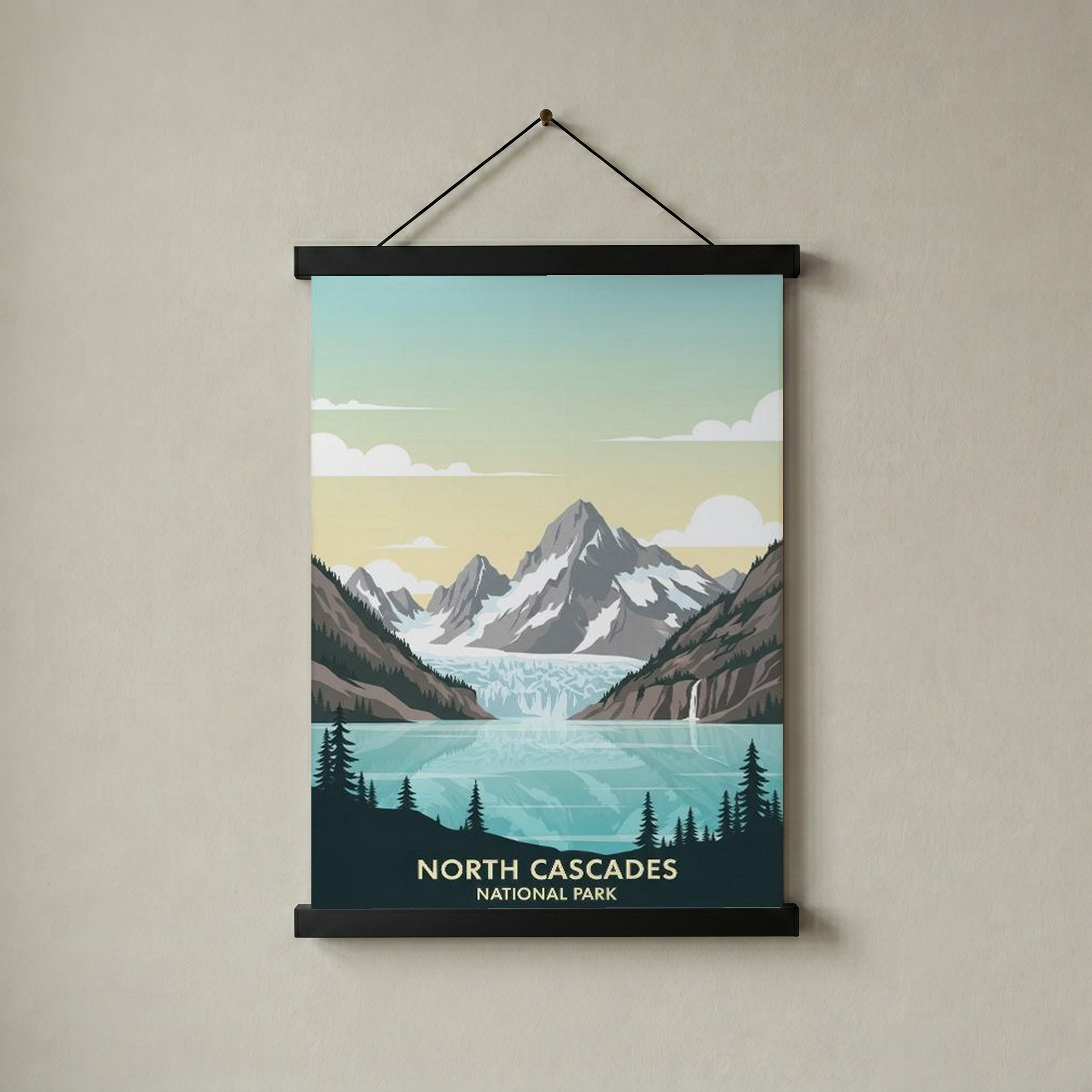 North Cascades National Park Poster — Vintage Washington Glacier Alpine Lake Print