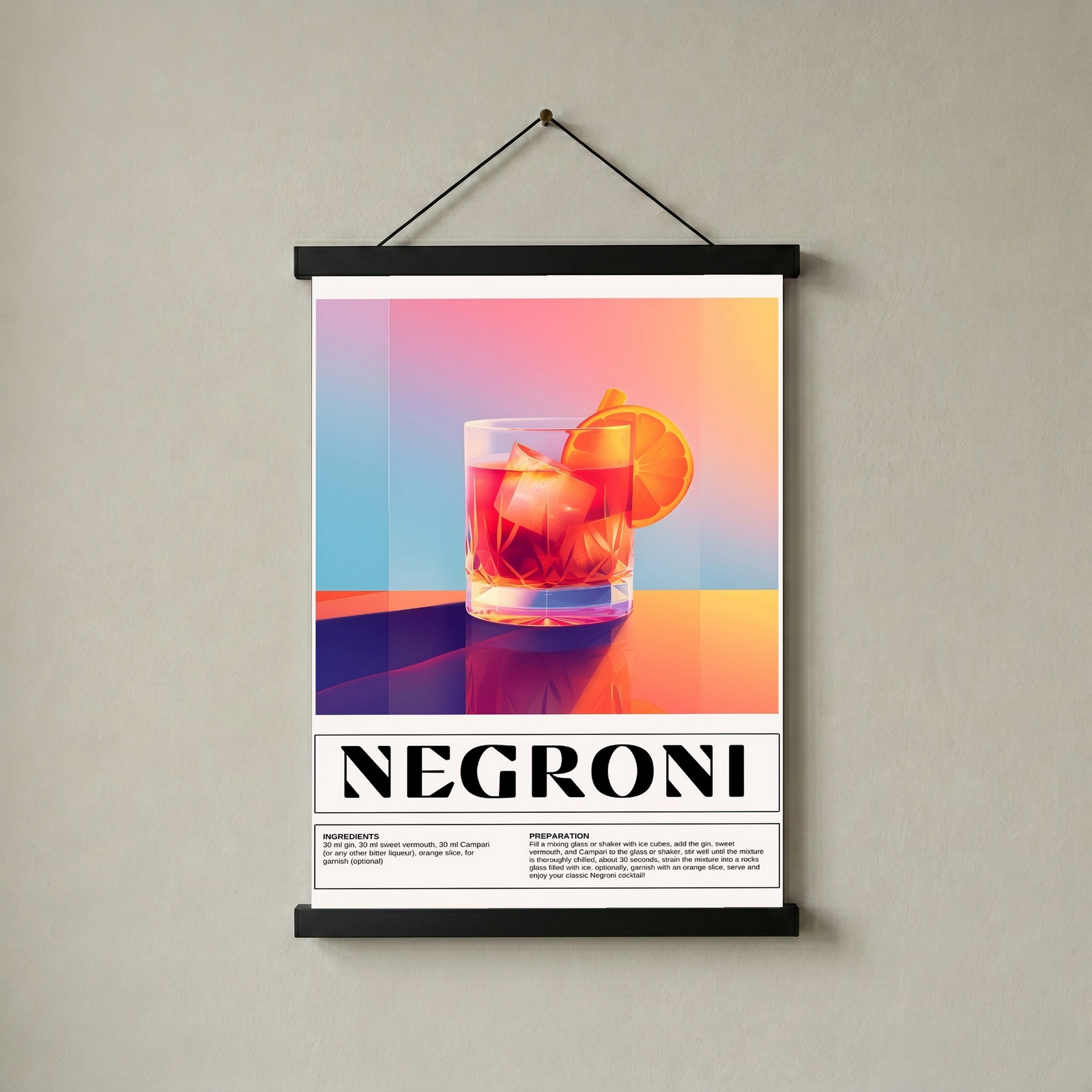 Negroni Wall Art Print — Italian Classic Cocktail Poster