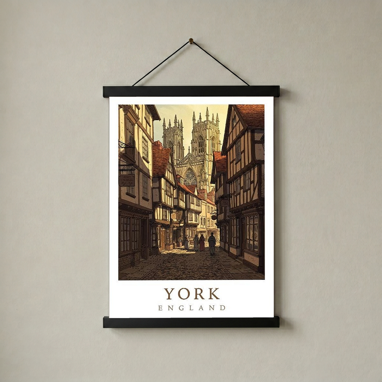 York England Travel Poster — Shambles Medieval City York Minster Print