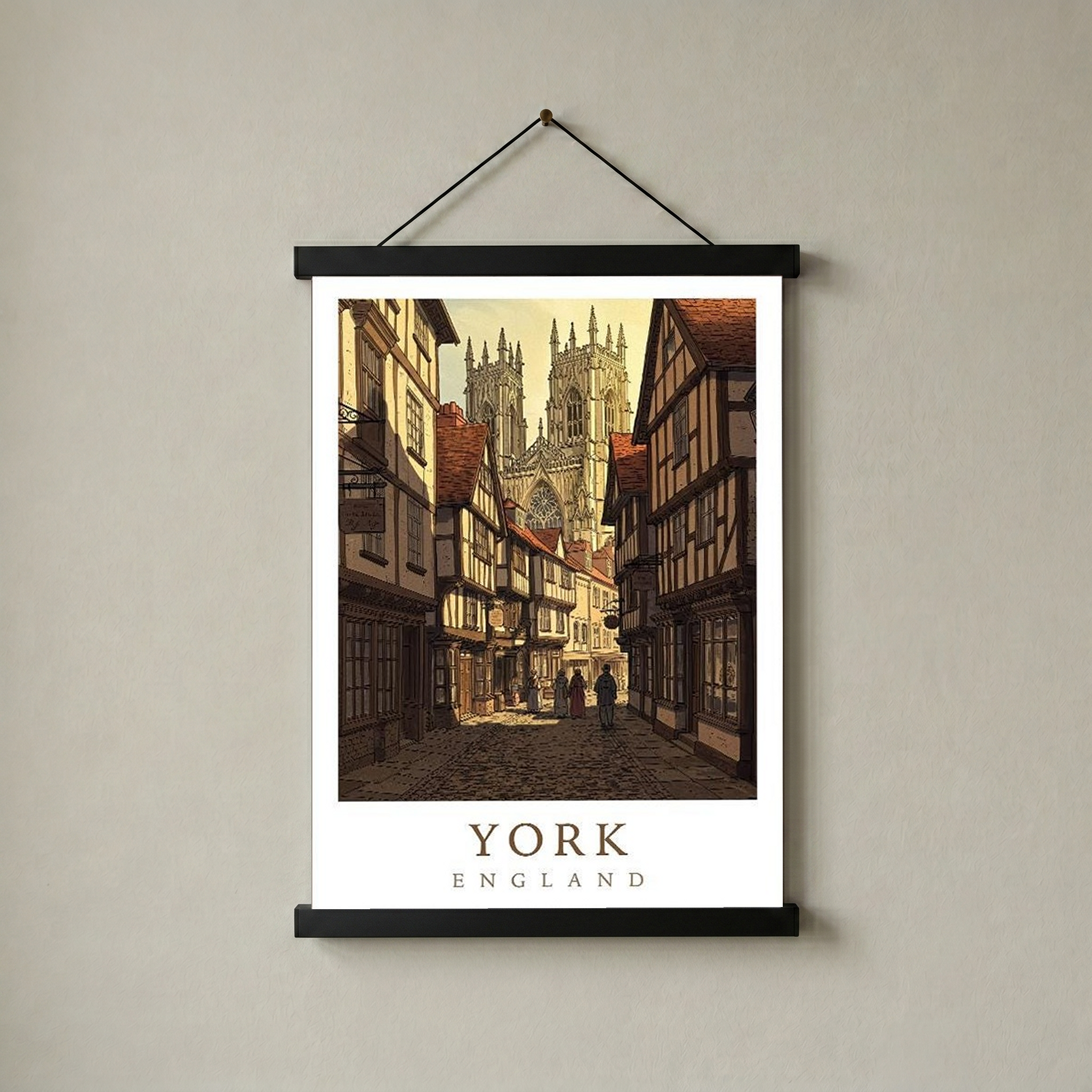 York England Travel Poster — Shambles Medieval City York Minster Print