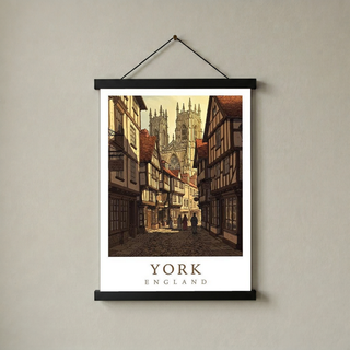 York England Travel Poster — Shambles Medieval City York Minster Print