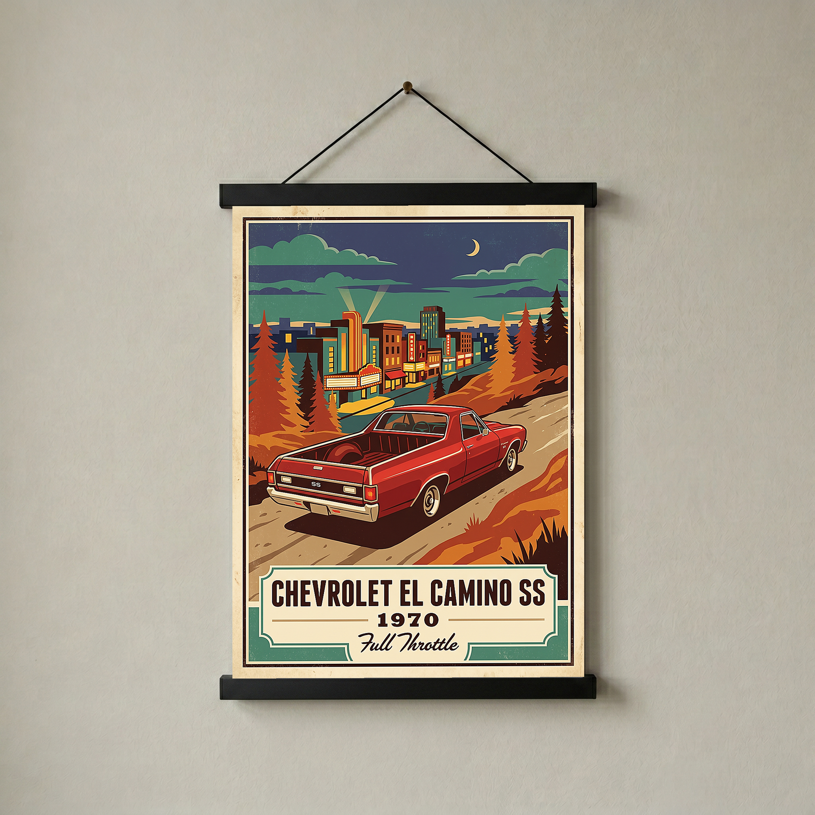 Chevrolet El Camino SS 1970 Poster — Vintage Muscle Truck Cinema Marquee Print