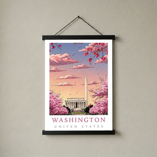Washington DC — Cherry Blossom Monument Wall Art Print