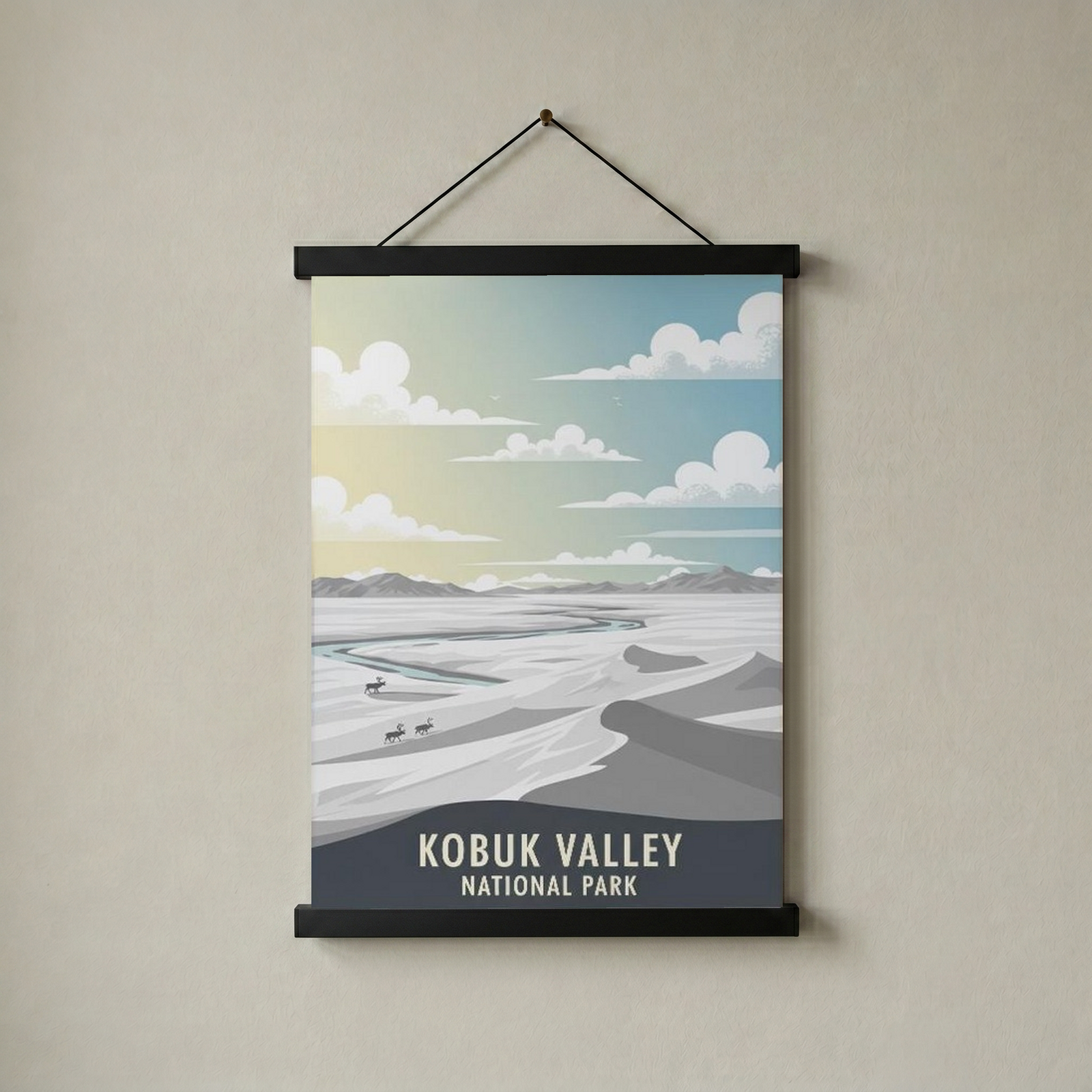 Kobuk Valley National Park Poster — Vintage Alaska Arctic Sand Dunes Caribou