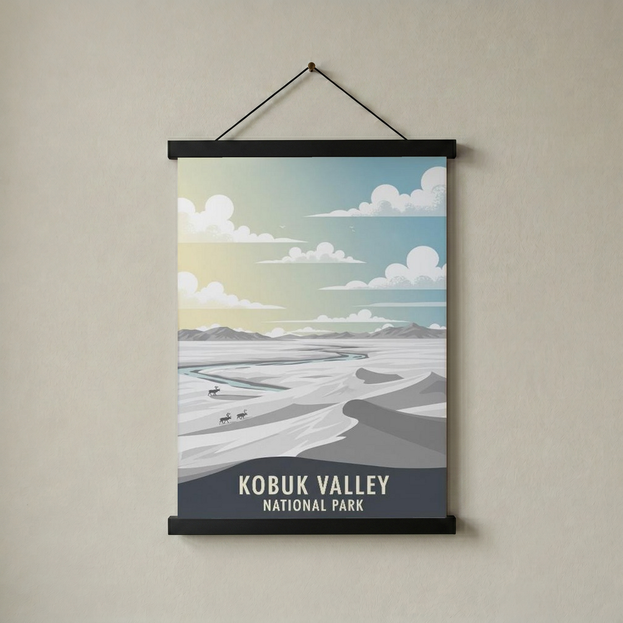 Kobuk Valley National Park Poster — Vintage Alaska Arctic Sand Dunes Caribou