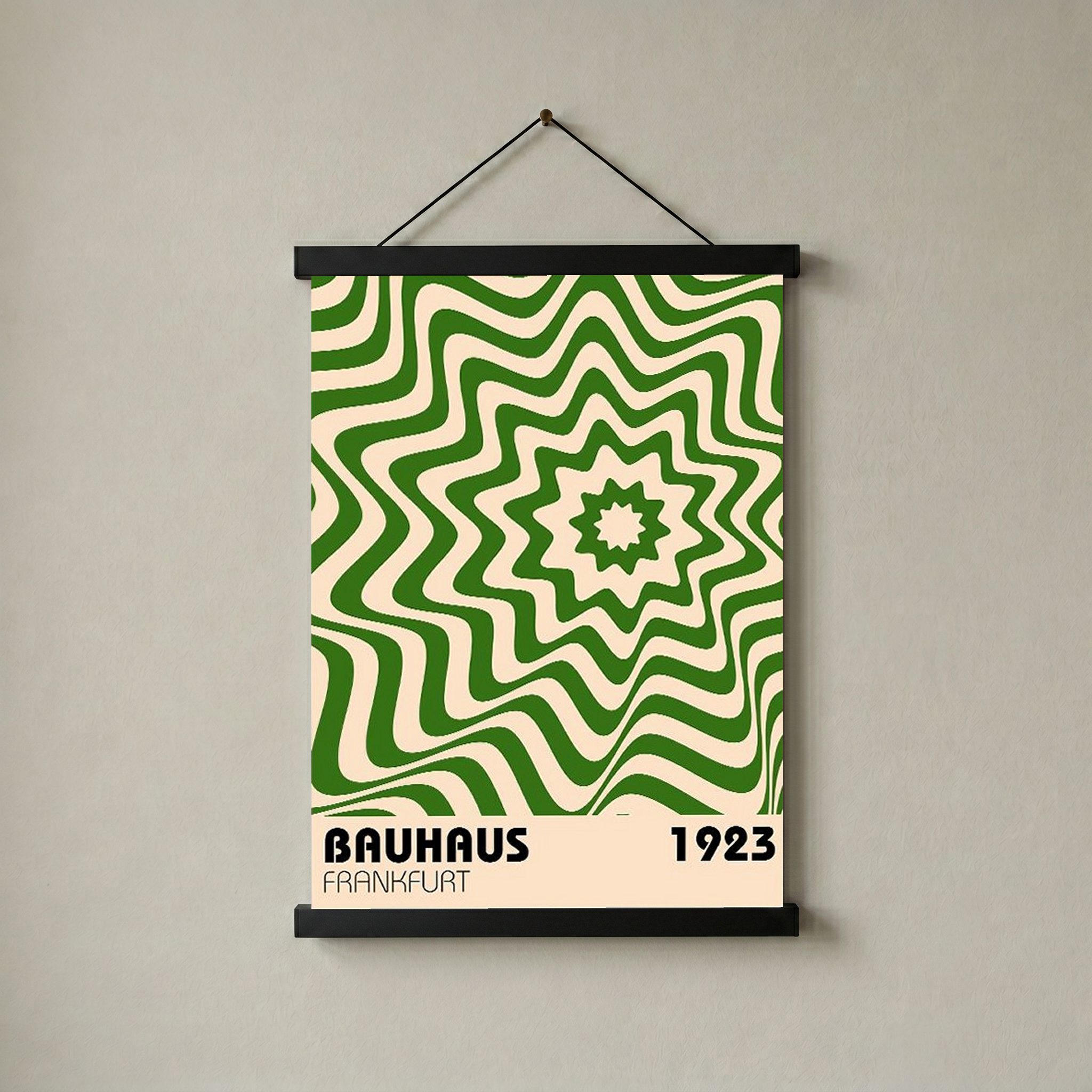 Bauhaus Frankfurt 1923 Poster - Green Geometric Wavy Star Print