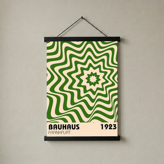 Bauhaus Frankfurt 1923 Poster - Green Geometric Wavy Star Print