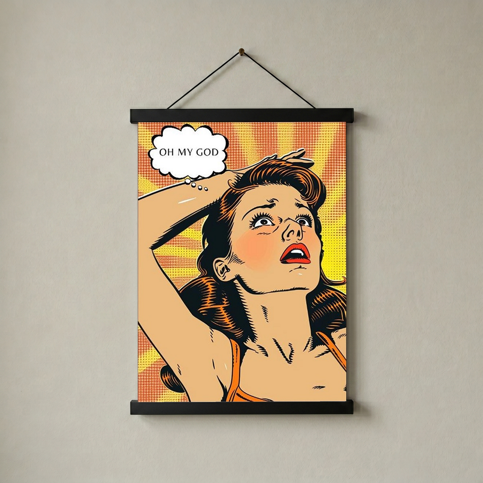 Pop Art Oh My God Poster — Retro Comic Girl Lichtenstein Print