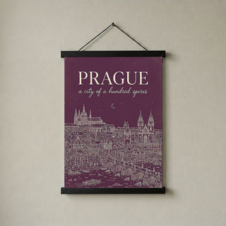 Prague Line Art Print — Plum Castle Charles Bridge Skyline Wall Art