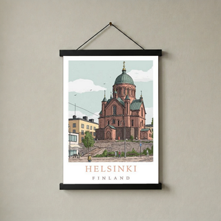 Helsinki Finland Travel Poster — Uspenski Cathedral Nordic City Print