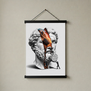 Sisyphus Eternal Struggle — Surreal Heracles Bust Wall Art Print