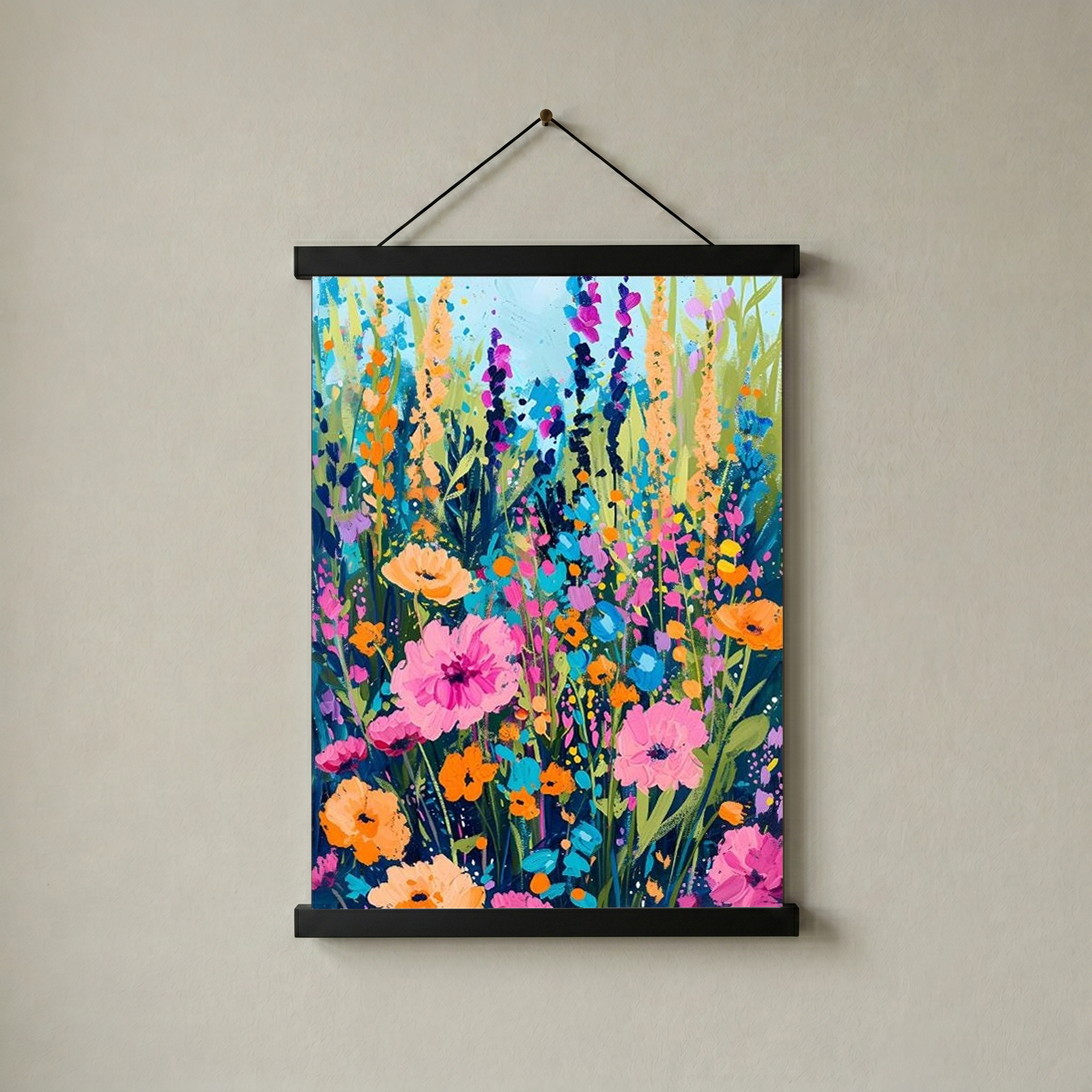 Abstract Flower Field Print — Vibrant Botanical Painterly Wall Art