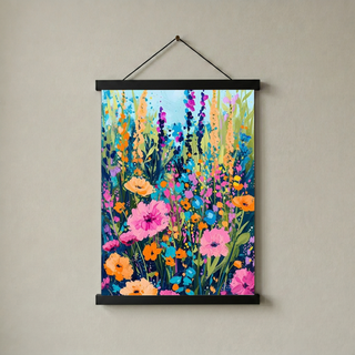 Abstract Flower Field Print — Vibrant Botanical Painterly Wall Art