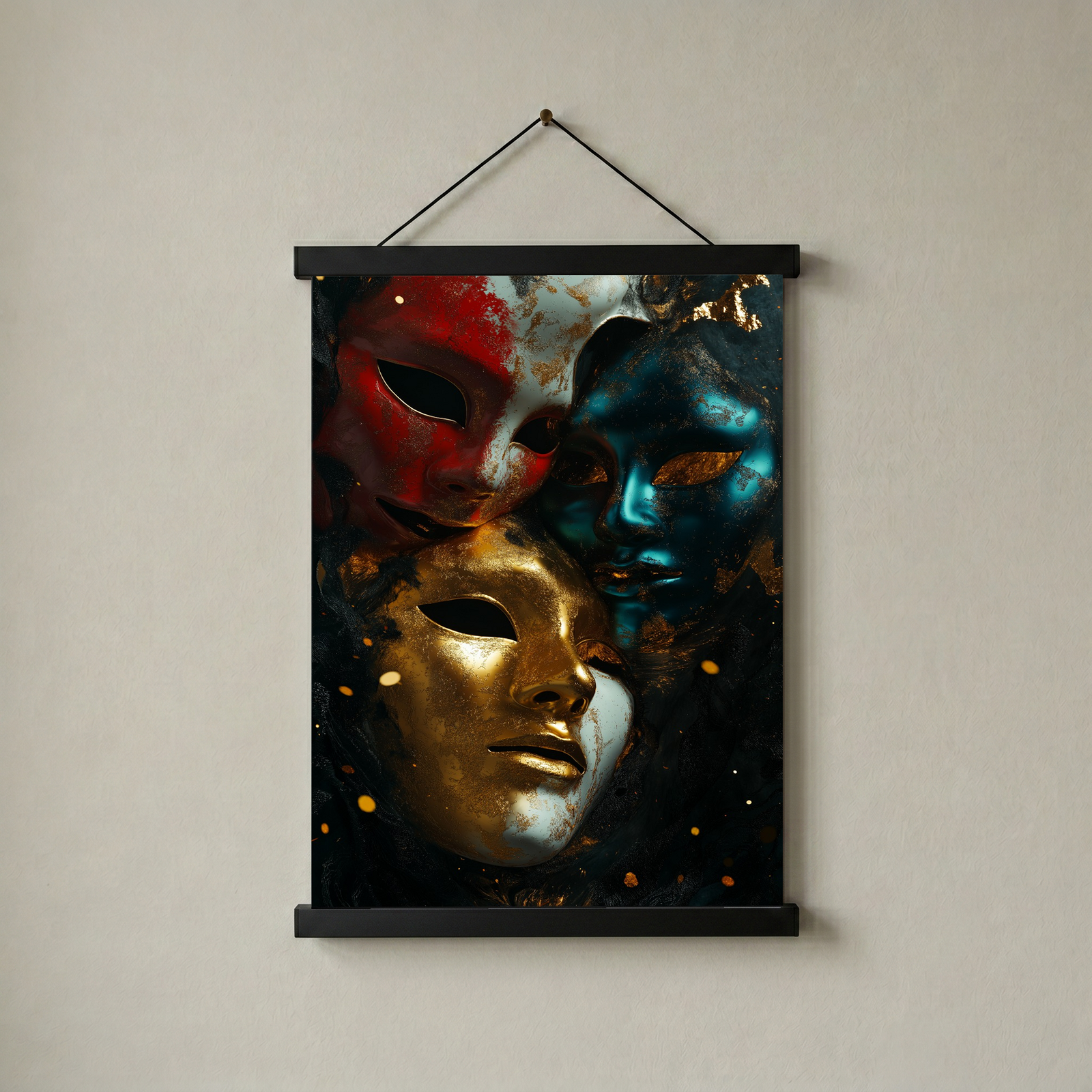 Chromatic Masks Wall Art Print — Mystical Three Masks Poster