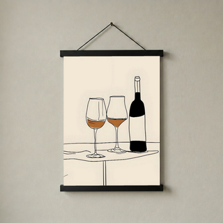 Minimalist Wine Line Art Print – Modern Kitchen & Bar Cart Poster