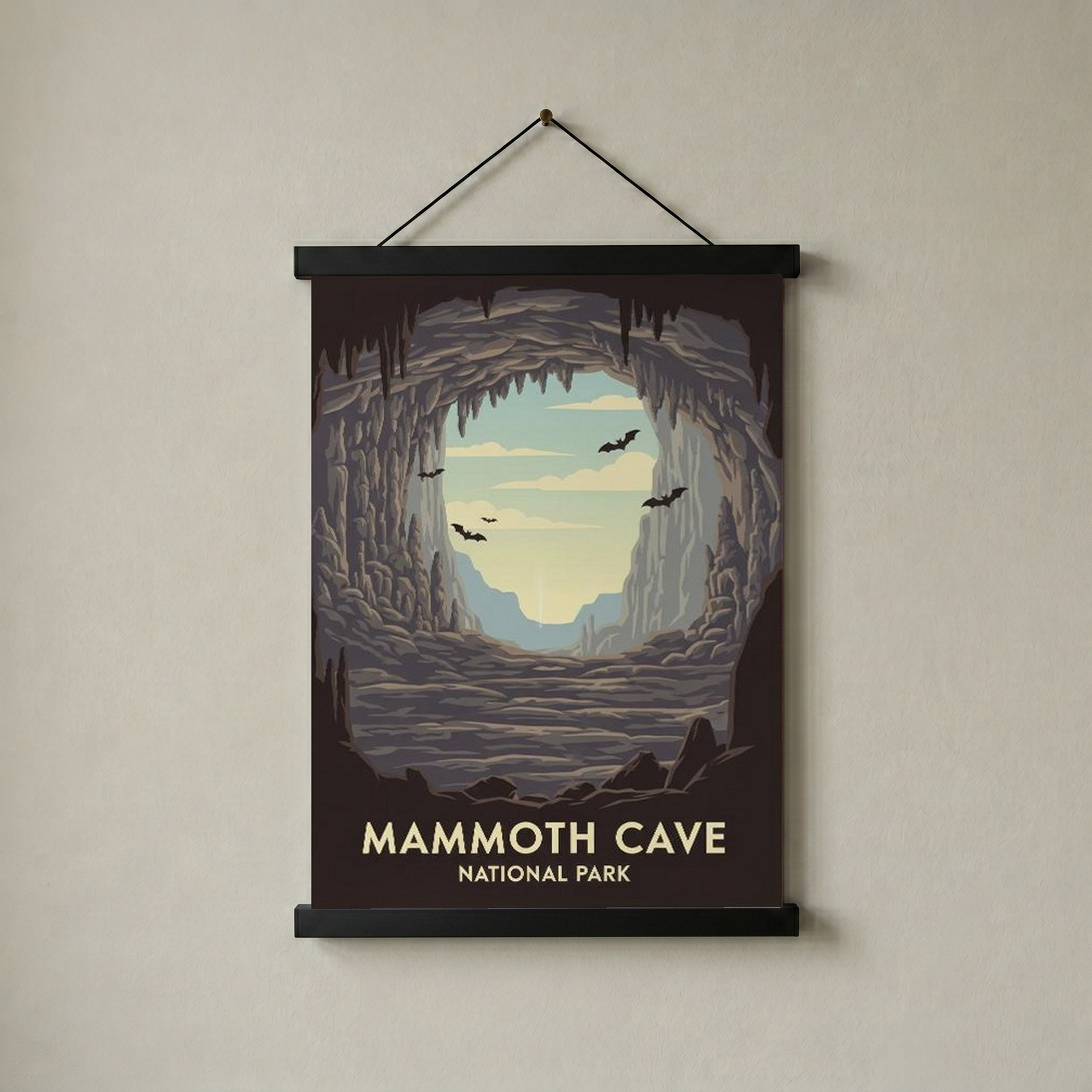 Mammoth Cave National Park Poster — Vintage Kentucky Cave Bat Print