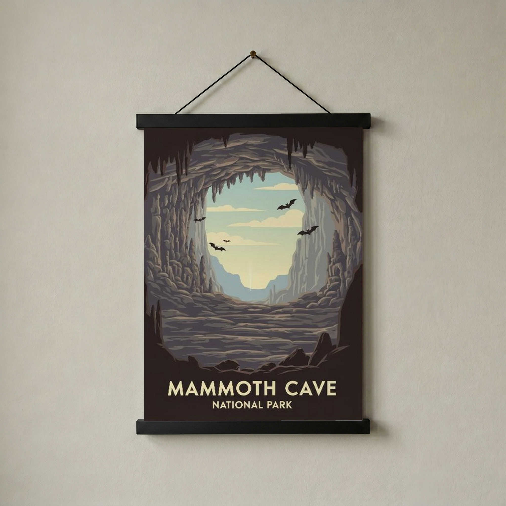 Mammoth Cave National Park Poster — Vintage Kentucky Cave Bat Print