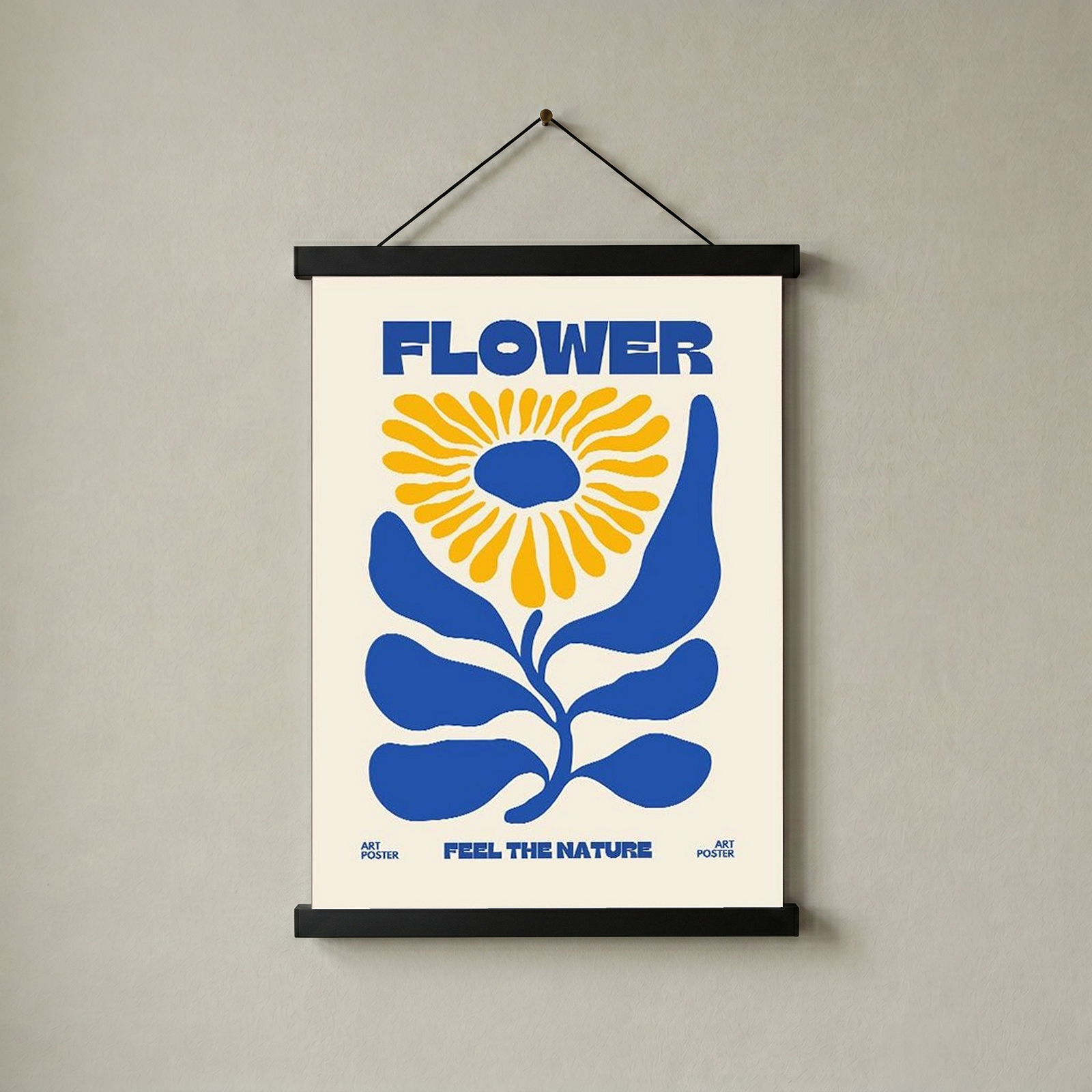 FLOWER Feel the Nature Poster — Mid-Century Botanical Cut-Out Print